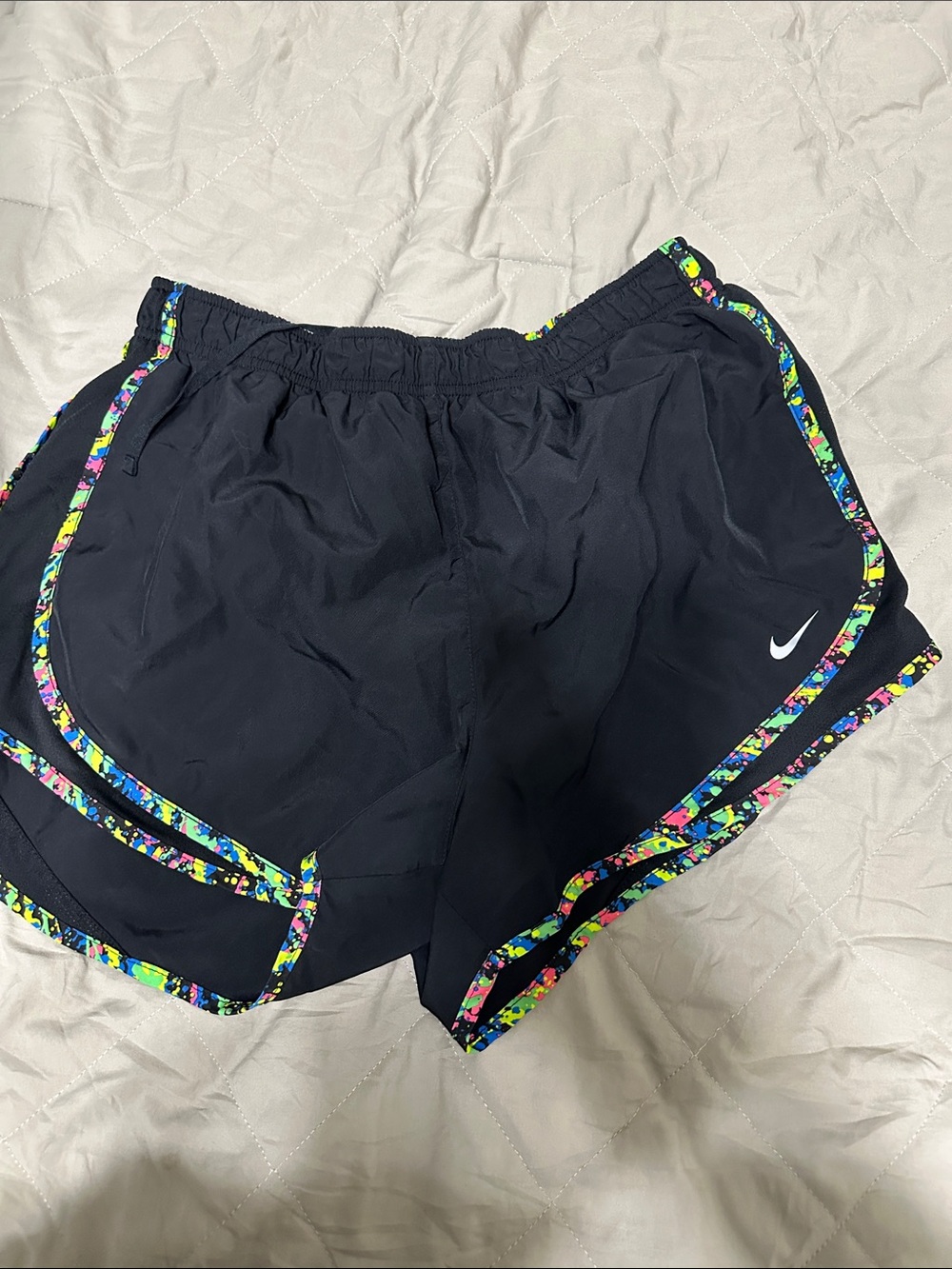 Women’s Nike Black Shorts with Neon Multicolor Trim